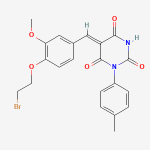 molecular formula C21H19BrN2O5 B11678356 (5Z)-5-[4-(2-bromoethoxy)-3-methoxybenzylidene]-1-(4-methylphenyl)pyrimidine-2,4,6(1H,3H,5H)-trione 