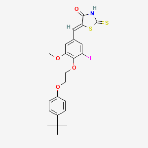 molecular formula C23H24INO4S2 B11678361 (5Z)-5-{4-[2-(4-tert-butylphenoxy)ethoxy]-3-iodo-5-methoxybenzylidene}-2-thioxo-1,3-thiazolidin-4-one 