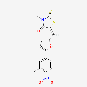 (5E)-3-Ethyl-5-{[5-(3-methyl-4-nitrophenyl)furan-2-YL]methylidene}-2-sulfanylidene-1,3-thiazolidin-4-one