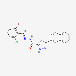 molecular formula C21H14ClFN4O B11678413 N'-[(E)-(2-chloro-6-fluorophenyl)methylidene]-3-(2-naphthyl)-1H-pyrazole-5-carbohydrazide 