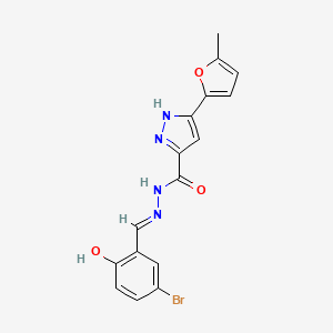 molecular formula C16H13BrN4O3 B11678419 N'-[(E)-(5-bromo-2-hydroxyphenyl)methylidene]-3-(5-methylfuran-2-yl)-1H-pyrazole-5-carbohydrazide 