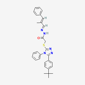 2-{[5-(4-tert-butylphenyl)-4-phenyl-4H-1,2,4-triazol-3-yl]sulfanyl}-N'-[(1E,2E)-2-methyl-3-phenylprop-2-en-1-ylidene]acetohydrazide