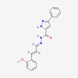 molecular formula C20H18N4O2 B11678461 N'-[(1E,2E)-3-(2-methoxyphenyl)prop-2-en-1-ylidene]-3-phenyl-1H-pyrazole-5-carbohydrazide 