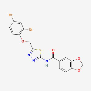 N-{5-[(2,4-dibromophenoxy)methyl]-1,3,4-thiadiazol-2-yl}-1,3-benzodioxole-5-carboxamide