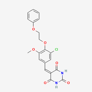 molecular formula C20H17ClN2O6 B11678480 5-[3-chloro-5-methoxy-4-(2-phenoxyethoxy)benzylidene]pyrimidine-2,4,6(1H,3H,5H)-trione 