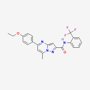 molecular formula C23H19F3N4O2 B11678494 5-(4-ethoxyphenyl)-7-methyl-N-[2-(trifluoromethyl)phenyl]pyrazolo[1,5-a]pyrimidine-2-carboxamide 