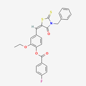 4-[(E)-(3-benzyl-4-oxo-2-thioxo-1,3-thiazolidin-5-ylidene)methyl]-2-ethoxyphenyl 4-fluorobenzoate