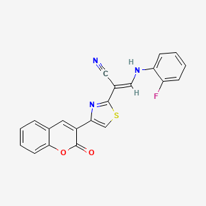 (2E)-3-[(2-fluorophenyl)amino]-2-[4-(2-oxo-2H-chromen-3-yl)-1,3-thiazol-2-yl]prop-2-enenitrile