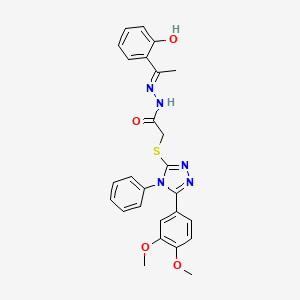 2-{[5-(3,4-dimethoxyphenyl)-4-phenyl-4H-1,2,4-triazol-3-yl]sulfanyl}-N'-[(1E)-1-(2-hydroxyphenyl)ethylidene]acetohydrazide