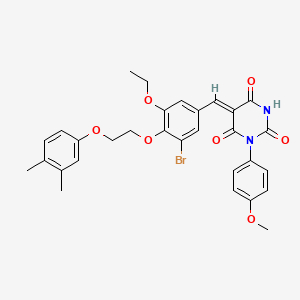 (5Z)-5-{3-bromo-4-[2-(3,4-dimethylphenoxy)ethoxy]-5-ethoxybenzylidene}-1-(4-methoxyphenyl)pyrimidine-2,4,6(1H,3H,5H)-trione