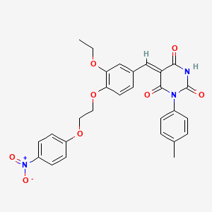 (5Z)-5-{3-ethoxy-4-[2-(4-nitrophenoxy)ethoxy]benzylidene}-1-(4-methylphenyl)pyrimidine-2,4,6(1H,3H,5H)-trione