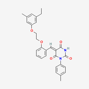 (5Z)-5-{2-[2-(3-ethyl-5-methylphenoxy)ethoxy]benzylidene}-1-(4-methylphenyl)pyrimidine-2,4,6(1H,3H,5H)-trione