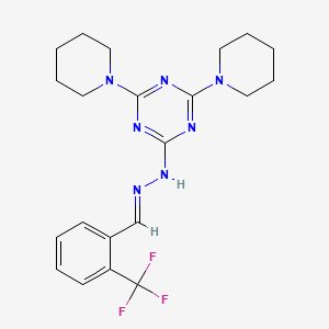 2,4-di(piperidin-1-yl)-6-{(2E)-2-[2-(trifluoromethyl)benzylidene]hydrazinyl}-1,3,5-triazine