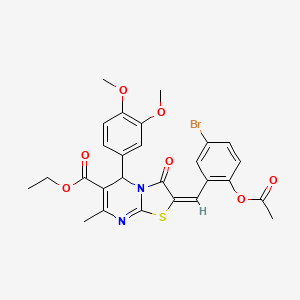 ethyl (2E)-2-[2-(acetyloxy)-5-bromobenzylidene]-5-(3,4-dimethoxyphenyl)-7-methyl-3-oxo-2,3-dihydro-5H-[1,3]thiazolo[3,2-a]pyrimidine-6-carboxylate