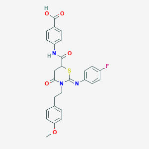 4-[({(2Z)-2-[(4-fluorophenyl)imino]-3-[2-(4-methoxyphenyl)ethyl]-4-oxo-1,3-thiazinan-6-yl}carbonyl)amino]benzoic acid