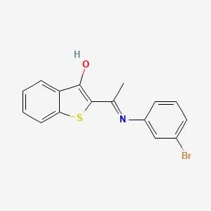 molecular formula C16H12BrNOS B11678557 (2E)-2-{1-[(3-bromophenyl)amino]ethylidene}-1-benzothiophen-3(2H)-one 