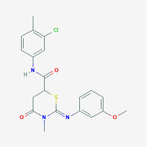 (2E)-N-(3-chloro-4-methylphenyl)-2-[(3-methoxyphenyl)imino]-3-methyl-4-oxo-1,3-thiazinane-6-carboxamide