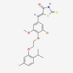 molecular formula C23H24BrNO4S2 B11678577 (5Z)-5-(3-bromo-5-methoxy-4-{2-[5-methyl-2-(propan-2-yl)phenoxy]ethoxy}benzylidene)-2-thioxo-1,3-thiazolidin-4-one 