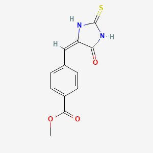 molecular formula C12H10N2O3S B11678657 methyl 4-[(E)-(5-oxo-2-thioxoimidazolidin-4-ylidene)methyl]benzoate 