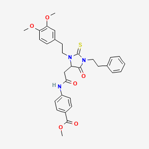 Methyl 4-[({3-[2-(3,4-dimethoxyphenyl)ethyl]-5-oxo-1-(2-phenylethyl)-2-thioxoimidazolidin-4-yl}acetyl)amino]benzoate