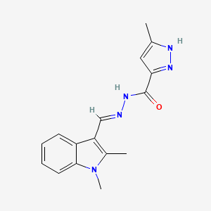 N'-[(E)-(1,2-dimethyl-1H-indol-3-yl)methylidene]-3-methyl-1H-pyrazole-5-carbohydrazide