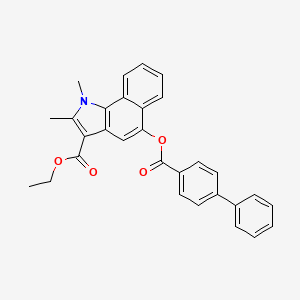 ethyl 5-[(biphenyl-4-ylcarbonyl)oxy]-1,2-dimethyl-1H-benzo[g]indole-3-carboxylate