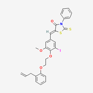 (5Z)-5-(3-iodo-5-methoxy-4-{2-[2-(prop-2-en-1-yl)phenoxy]ethoxy}benzylidene)-3-phenyl-2-thioxo-1,3-thiazolidin-4-one