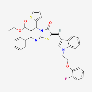 ethyl (2Z)-2-({1-[2-(2-fluorophenoxy)ethyl]-1H-indol-3-yl}methylidene)-3-oxo-7-phenyl-5-(thiophen-2-yl)-2,3-dihydro-5H-[1,3]thiazolo[3,2-a]pyrimidine-6-carboxylate