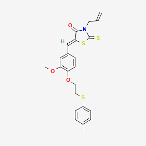 molecular formula C23H23NO3S3 B11678742 (5Z)-5-(3-methoxy-4-{2-[(4-methylphenyl)sulfanyl]ethoxy}benzylidene)-3-(prop-2-en-1-yl)-2-thioxo-1,3-thiazolidin-4-one 