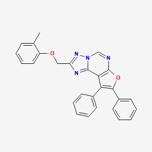 molecular formula C27H20N4O2 B11678752 2-[(2-Methylphenoxy)methyl]-8,9-diphenylfuro[3,2-e][1,2,4]triazolo[1,5-c]pyrimidine 