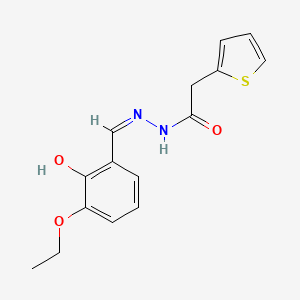 molecular formula C15H16N2O3S B11678763 N'-[(Z)-(3-ethoxy-2-hydroxyphenyl)methylidene]-2-(thiophen-2-yl)acetohydrazide 