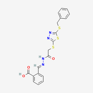 2-{(E)-[({[5-(benzylthio)-1,3,4-thiadiazol-2-yl]thio}acetyl)hydrazono]methyl}benzoic acid