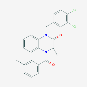 1-(3,4-dichlorobenzyl)-3,3-dimethyl-4-[(3-methylphenyl)carbonyl]-3,4-dihydroquinoxalin-2(1H)-one