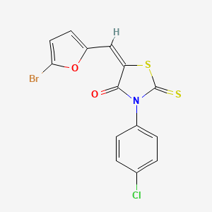 molecular formula C14H7BrClNO2S2 B11678797 (5E)-5-[(5-bromofuran-2-yl)methylidene]-3-(4-chlorophenyl)-2-sulfanylidene-1,3-thiazolidin-4-one 