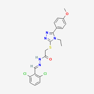 molecular formula C20H19Cl2N5O2S B11678820 N'-[(E)-(2,6-dichlorophenyl)methylidene]-2-{[4-ethyl-5-(4-methoxyphenyl)-4H-1,2,4-triazol-3-yl]sulfanyl}acetohydrazide 