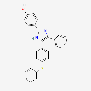 molecular formula C27H20N2OS B11678833 4-{5-phenyl-4-[4-(phenylsulfanyl)phenyl]-1H-imidazol-2-yl}phenol 