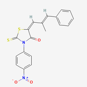 molecular formula C19H14N2O3S2 B11678834 (5E)-5-[(2E)-2-methyl-3-phenylprop-2-en-1-ylidene]-3-(4-nitrophenyl)-2-thioxo-1,3-thiazolidin-4-one 