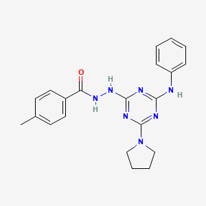 4-methyl-N'-[4-(phenylamino)-6-(pyrrolidin-1-yl)-1,3,5-triazin-2-yl]benzohydrazide