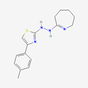 molecular formula C16H20N4S B11678852 (2Z)-2-{2-[4-(4-Methylphenyl)-1,3-thiazol-2-YL]hydrazin-1-ylidene}azepane 