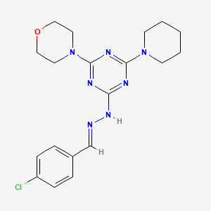 2-[(2E)-2-(4-chlorobenzylidene)hydrazinyl]-4-(morpholin-4-yl)-6-(piperidin-1-yl)-1,3,5-triazine