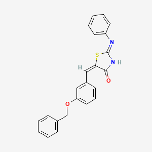 molecular formula C23H18N2O2S B11678866 (2E,5E)-5-[3-(benzyloxy)benzylidene]-2-(phenylimino)-1,3-thiazolidin-4-one 