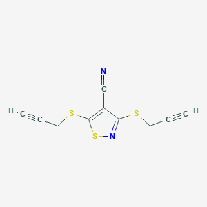 molecular formula C10H6N2S3 B11678887 3,5-Bis(prop-2-ynylthio)isothiazole-4-carbonitrile 