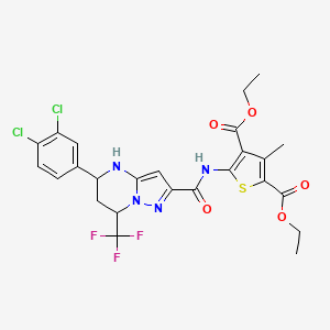 Diethyl 5-({[5-(3,4-dichlorophenyl)-7-(trifluoromethyl)-4,5,6,7-tetrahydropyrazolo[1,5-a]pyrimidin-2-yl]carbonyl}amino)-3-methylthiophene-2,4-dicarboxylate