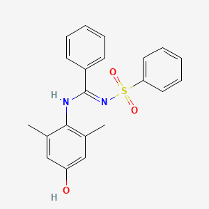 molecular formula C21H20N2O3S B11678914 N-(4-hydroxy-2,6-dimethylphenyl)-N'-(phenylsulfonyl)benzenecarboximidamide 