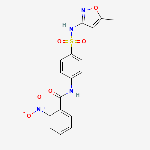 molecular formula C17H14N4O6S B11678982 N-{4-[(5-methyl-1,2-oxazol-3-yl)sulfamoyl]phenyl}-2-nitrobenzamide 