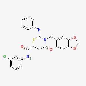 (2Z)-3-(1,3-benzodioxol-5-ylmethyl)-N-(3-chlorophenyl)-4-oxo-2-(phenylimino)-1,3-thiazinane-6-carboxamide