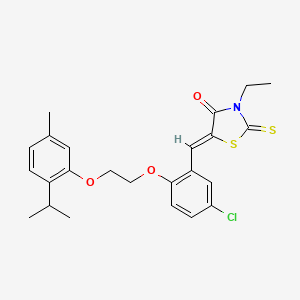 (5Z)-5-(5-chloro-2-{2-[5-methyl-2-(propan-2-yl)phenoxy]ethoxy}benzylidene)-3-ethyl-2-thioxo-1,3-thiazolidin-4-one