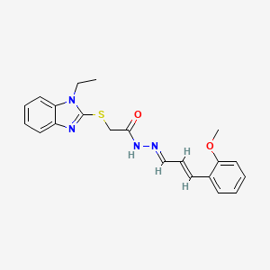 molecular formula C21H22N4O2S B11679040 2-[(1-Ethyl-1H-benzimidazol-2-YL)sulfanyl]-N'-[(E,2E)-3-(2-methoxyphenyl)-2-propenylidene]acetohydrazide 