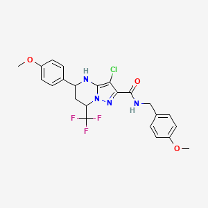 3-chloro-N-(4-methoxybenzyl)-5-(4-methoxyphenyl)-7-(trifluoromethyl)-4,5,6,7-tetrahydropyrazolo[1,5-a]pyrimidine-2-carboxamide