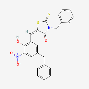 (5E)-3-benzyl-5-(5-benzyl-2-hydroxy-3-nitrobenzylidene)-2-thioxo-1,3-thiazolidin-4-one